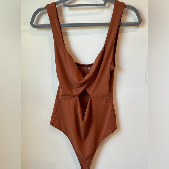 Abercrombie & Fitch Women's Brown Bodysuit Brown burned Orange Soft Size L - Picture 7 of 12